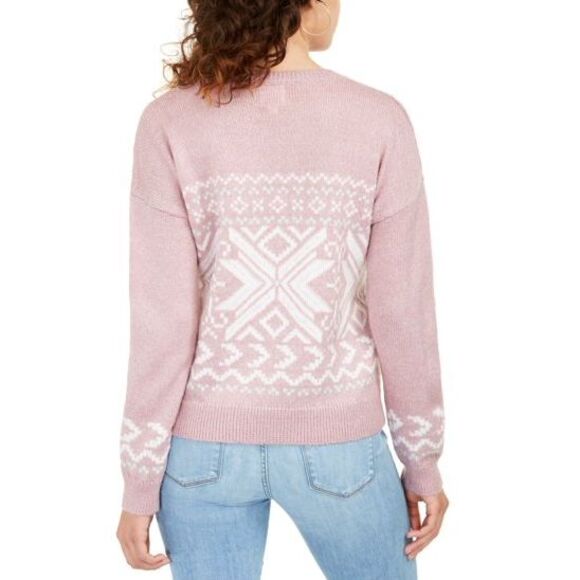 Hippie Rose Juniors' Fair Isle Sweater Pink Size Extra Large - Picture 2 of 3